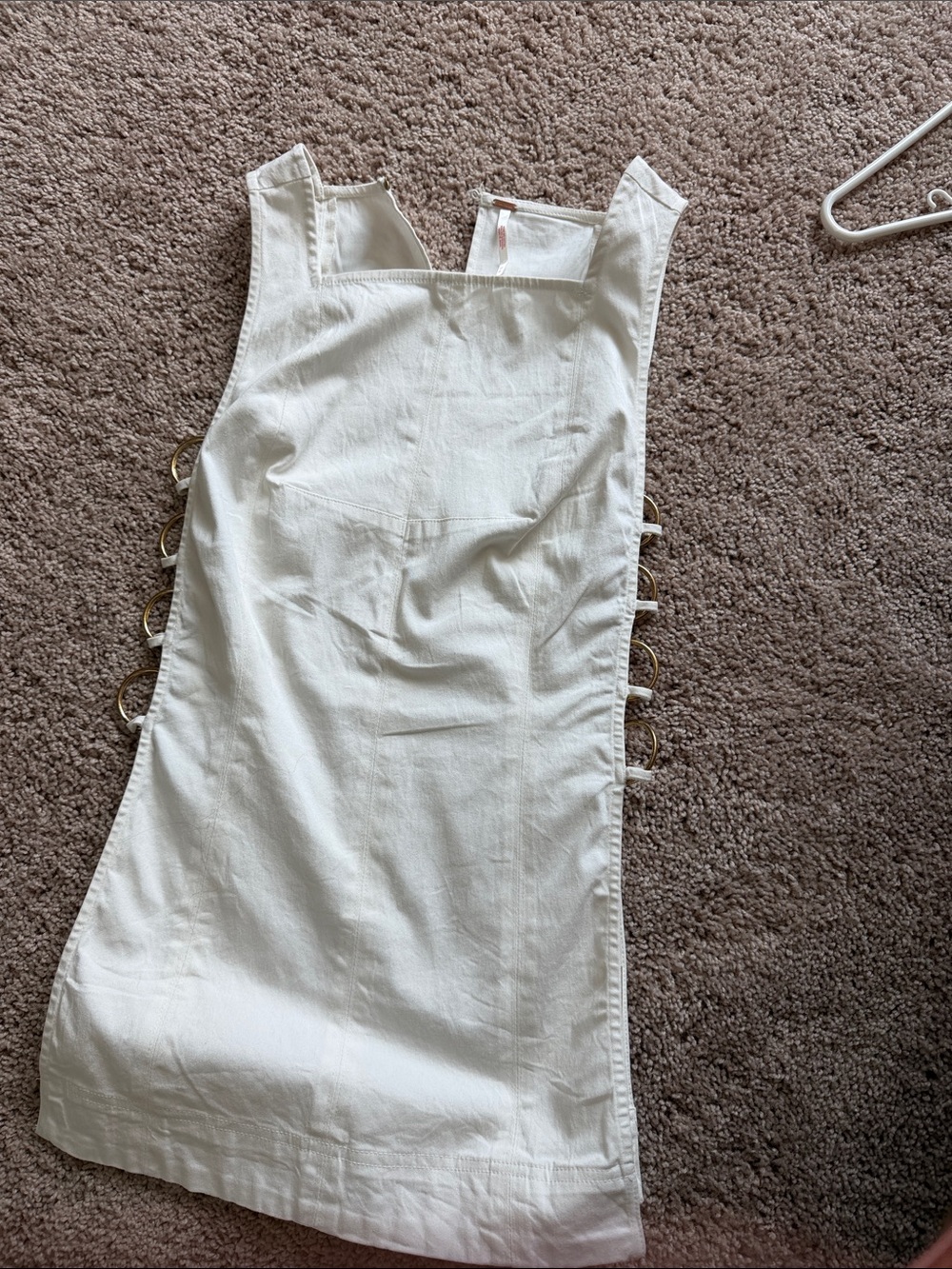 Free People Cream Sleeveless Mini Dress with Side Ring Details